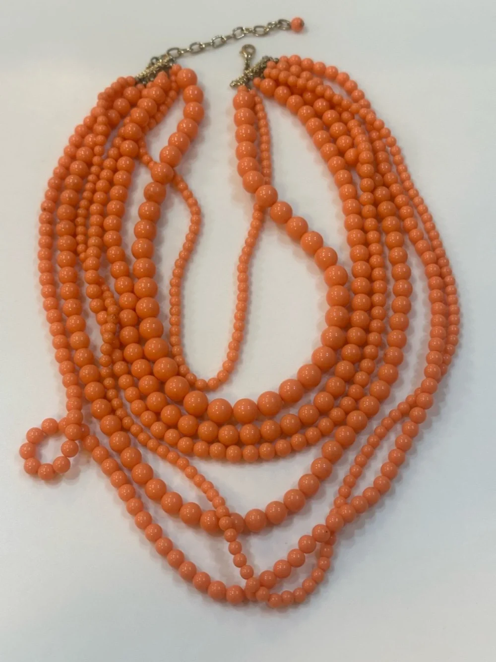 Vibrant Shades of Orange Statement Jewelry Lot 6 Multi-Strand & Dainty Necklaces - Picture 12 of 16